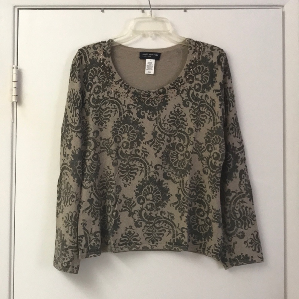 Jones New York Patterned Sweater with Sequins
